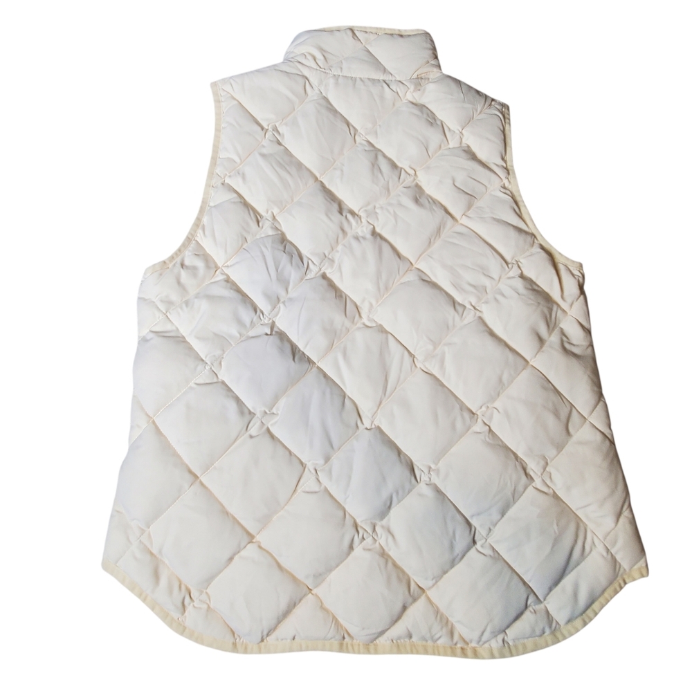 J.Crew Quilted Down Cream Zip Vest Medium Preppy Femimine #246 - Picture 4 of 6